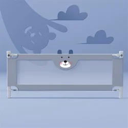 2M Color gris Oso lindo Cama para niños Valla de barrera Barandilla de seguridad ajustable Seguridad Corralito para bebés para niños de 3 meses a 48 meses