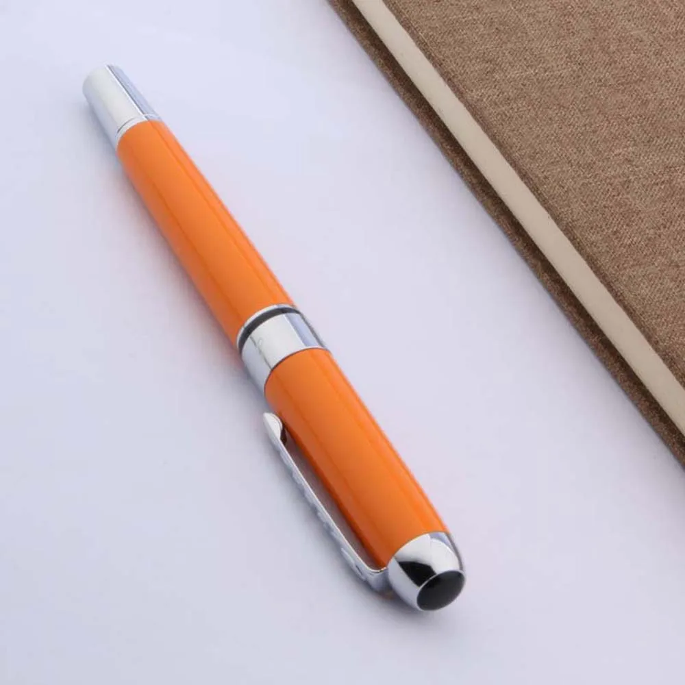 Ручка перьевая jinhao оранжевая металлическая серебристая 250 пробы|fountain pen|pen fountain
