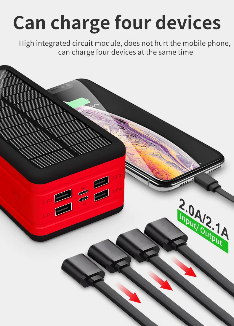 99000mAh Solar Battery Charger Large Capacity with LED 4USB Portable Outdoor Travel External Battery for IPhone Samsung Xiaomi charmast