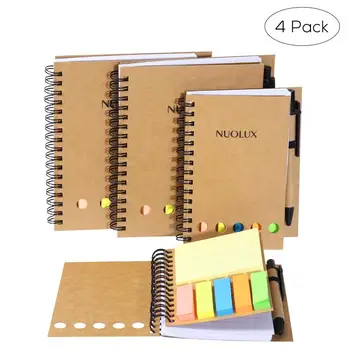 

NUOLUX 4 Pcs Sketchbook Diary Drawing Painting Graffiti Soft Cover Blank Paper Notebook Memo Pad with Pen Notes Page Markers