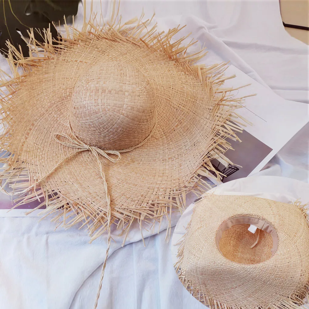 Straw Outdoor Raffia Fashion Travel Sunshade Cap Practical Gift Beach Leisure Handmade Weave Sun Hat Wide Brim