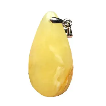

Top Natural Yellow Amber Pendant Jewelry For Woman Man Crystal 29x15x5mm Beads Water Drop Gemstone Silver Necklace Pendant AAAAA
