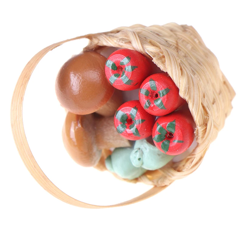 Miniature Food Toy Dinning Fruit vegetables Bamboo Basket Food Dolls Cook House Miniature Accessories