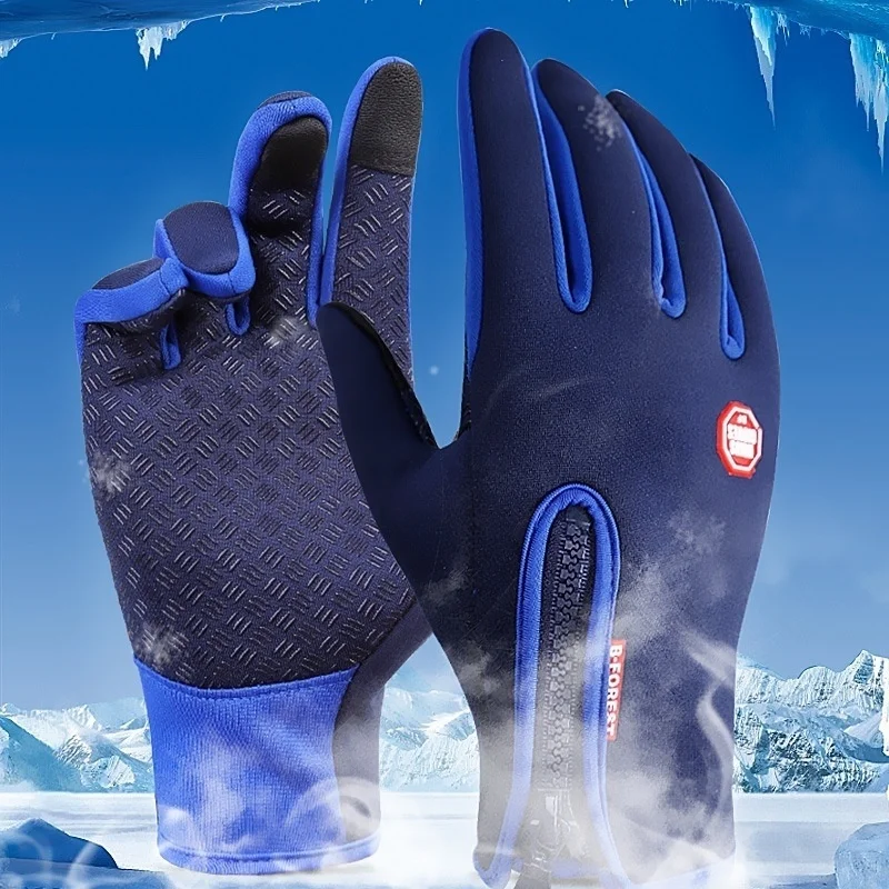 Gants coupe-vent à écran tactile pour hommes et femmes, mitaines de sport, cyclisme, conduite en plein air, fermeture éclair, chaud, froid, antidérapant, vente chaude, hiver