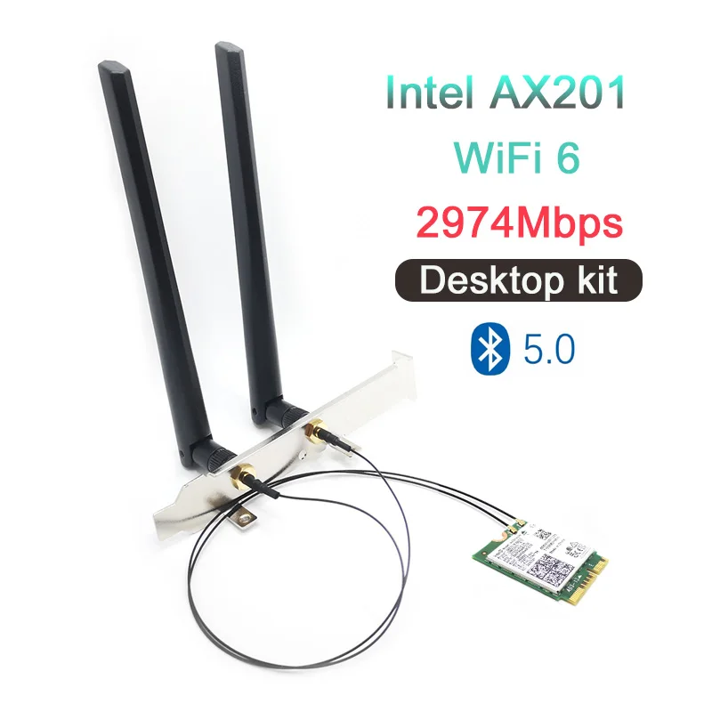 U.fl-Antenna Ax201-Network-Card Wifi Bluetooth Intel NGFF/M.2 Desktop-Kit Wireless 2974mbps