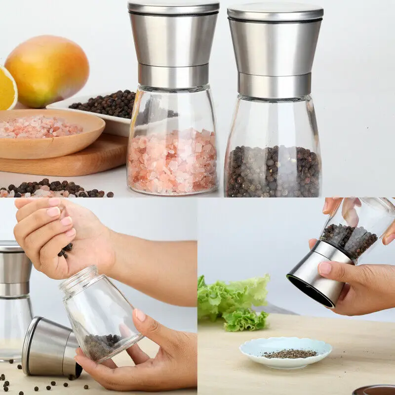 As picture shows Соль для кухни и мельница для перца ручная шлифовальная машина набор из нержавеющей стали мельница для специй шейкеры 1 3 градусов кухонные инструменты - Цвет: As picture shows