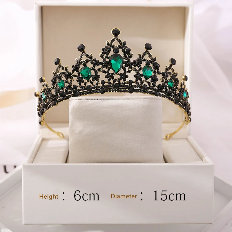 Black Retro Baroque Crown Woman Girl Headdress Birthday Bride Jewelry Round Princess Girlfriend Gift Tiaras Y Tocados Novias wedding hair crown Wedding Hair Jewelry