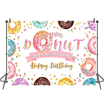 

Bithday Party Backdrop for Photo Donuts Cake Dessert Cake Theme Birthday Party custom photo booth backdrop