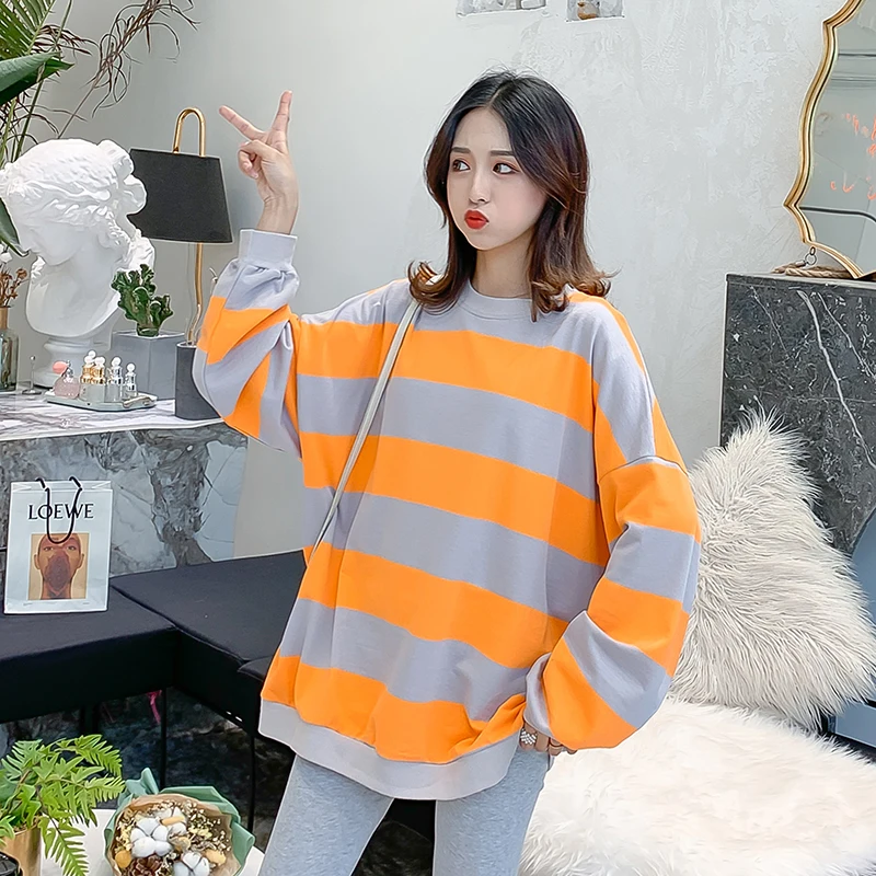 orange Одежда для беременных свободный стильный топ с длинными рукавами для беременных женщин топы для мам 3113~ A~ 52~ 1573 - Цвет: orange