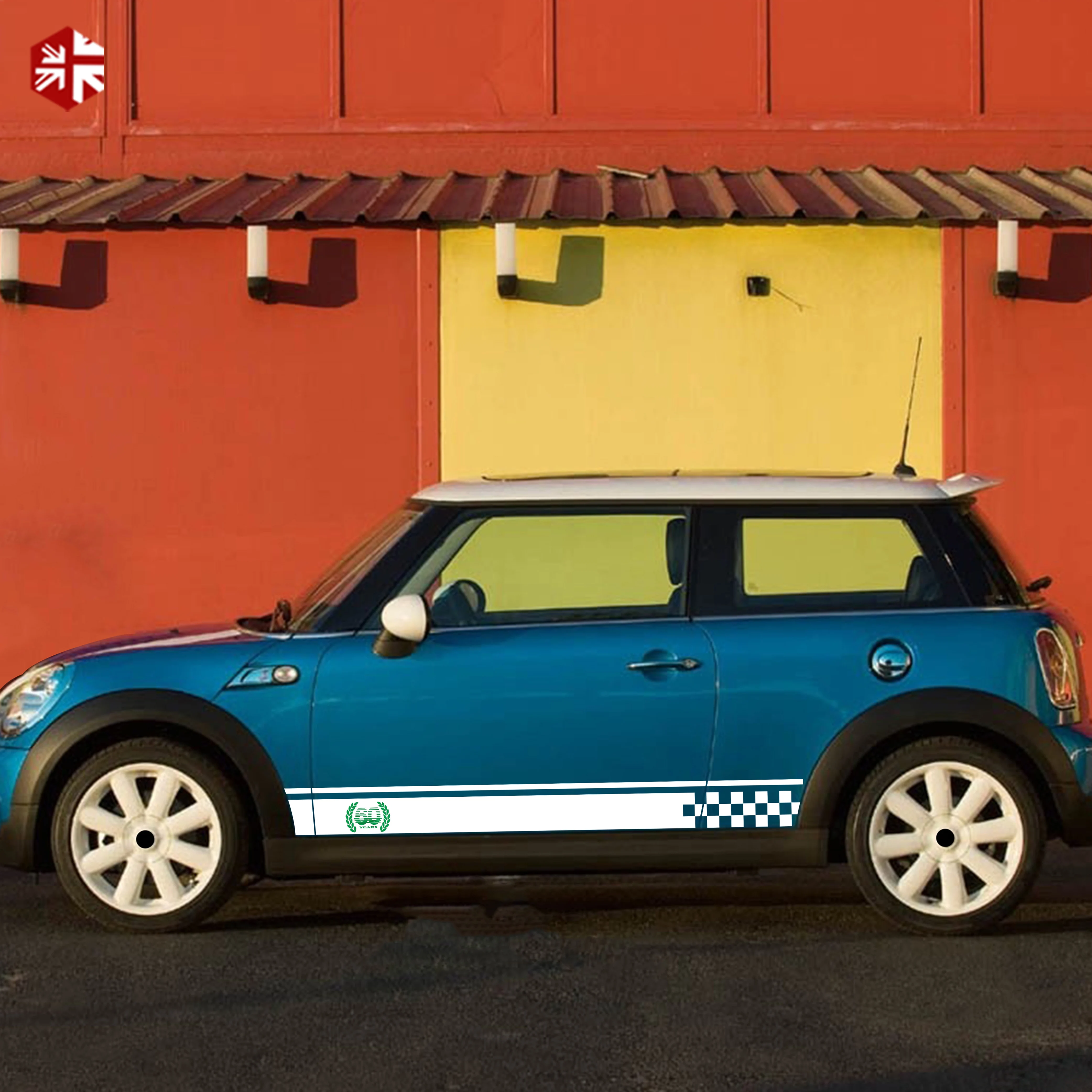 2X 60th Anniversary Styling Decal Car Door Side Stripes Sticker For MINI Cooper S R50 R52 R53 One JCW Accessories