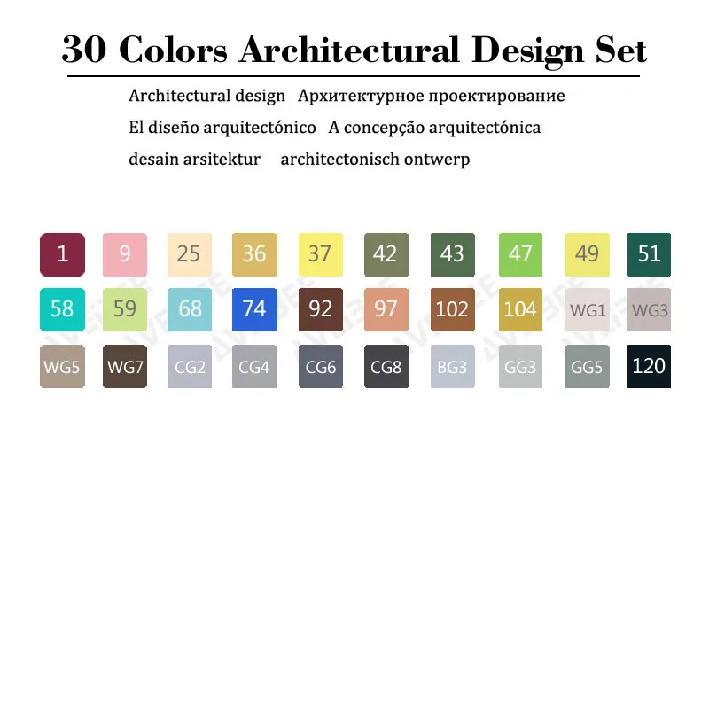 30 Architectural Set 30, 40, 60, 80, 168 цветов, художественные маркеры, кисть, эскиз, маркеры на спиртовой основе, двойная головка, манга, рисование, marcadores, набор для дизайнера - Цвет: 30 Architectural Set