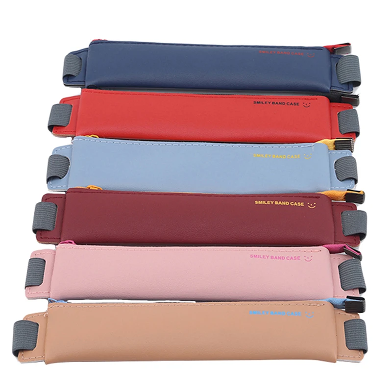 Luxury Pu Leather Elastic Buckle Book Notebook Fashion Pen Bag School Pen Case Office Meeting Easy Carry Pen Pouch