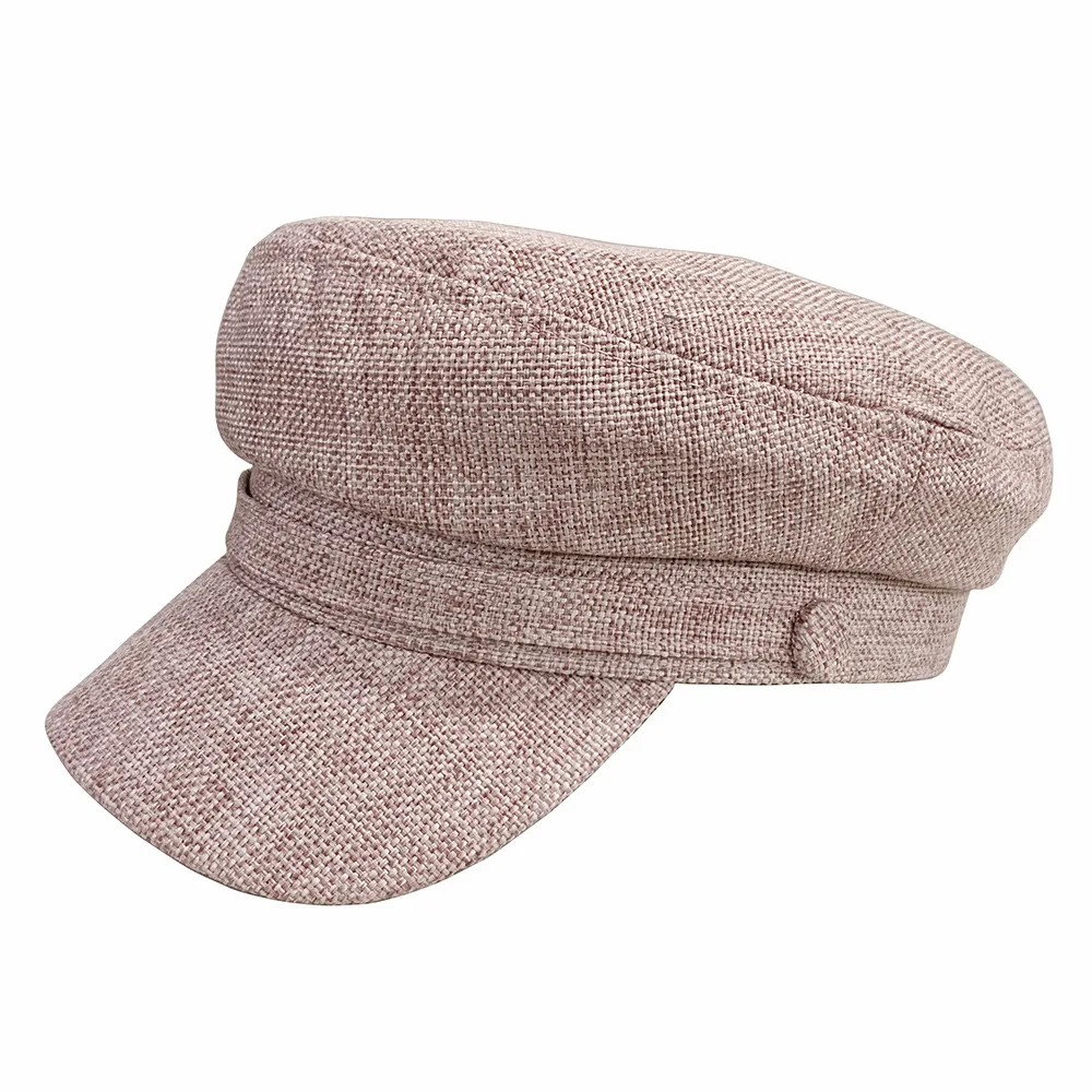 Весенняя женская и мужская восьмиугольная шляпа из льняной ткани, одноцветная шапка с рисунком художника, плоская шапка, газетная Кепка