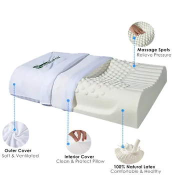 

60x40 Thailand Pure Natural Latex Pillow Remedial Neck Protect Vertebrae Health Care Orthopedic Pillow Slow Rebound