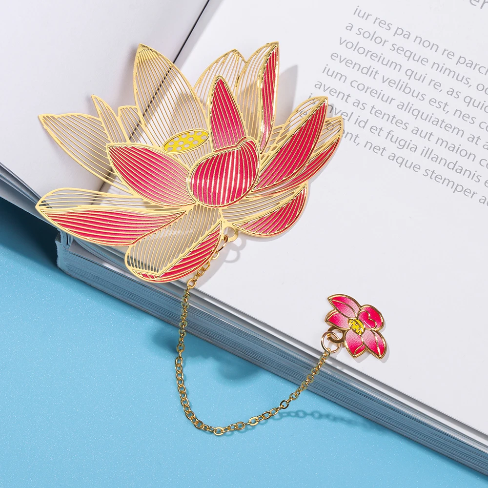 Metal Bookmark Chinese Style Vintage Creative Lotus Flower Rose Leaf Vein Hollow Pendant Apricot Leaf Bookmark Gifts 1 Pcs metal bookmark