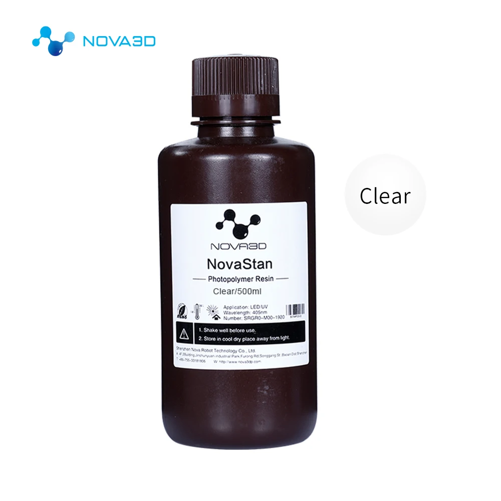 500ml Transparent NOVA3D УФ Смола 3d васаб Смола 3d принтер печатный материал impresora 3d resina lcd DLP SLA УФ чувствительный жидкий фотополимер - Цвет: 500ml Transparent