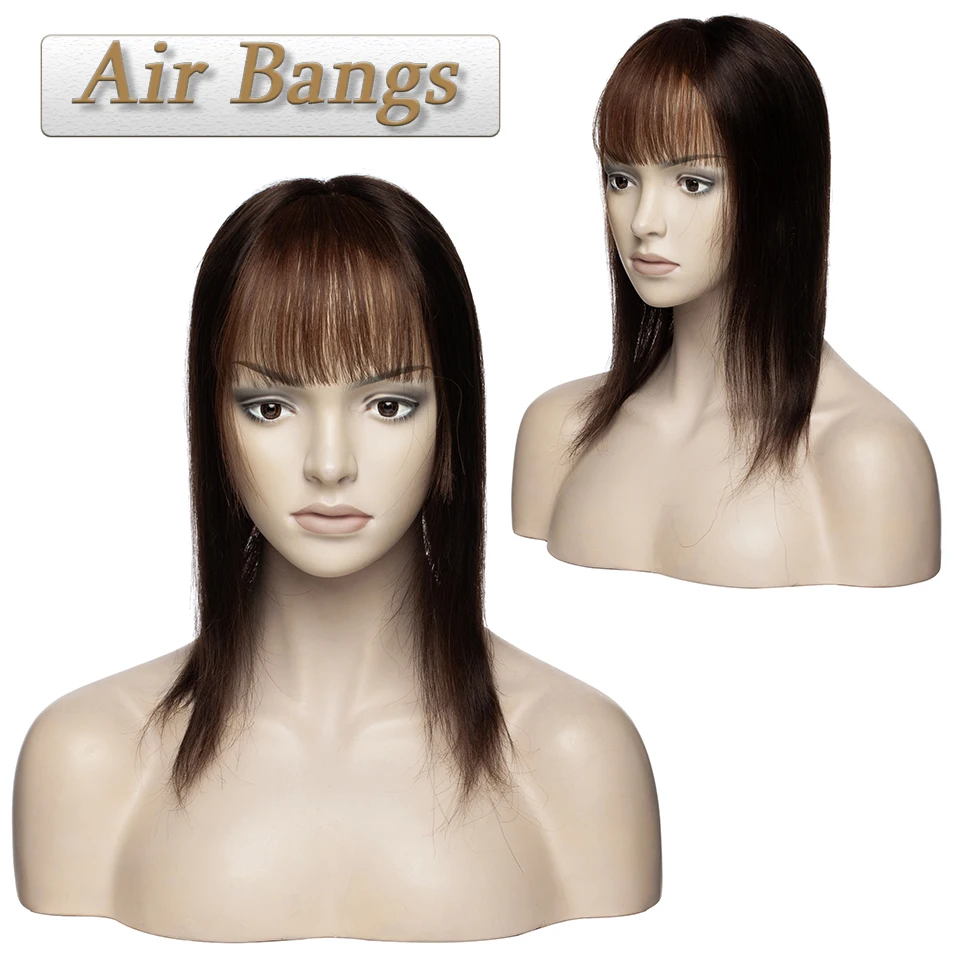 Air Bangs Wig Human Natural Black Brown Thin Invisible Fake Hairpiece Clip In Fringe Human Hair Extension for Women human hair bangs