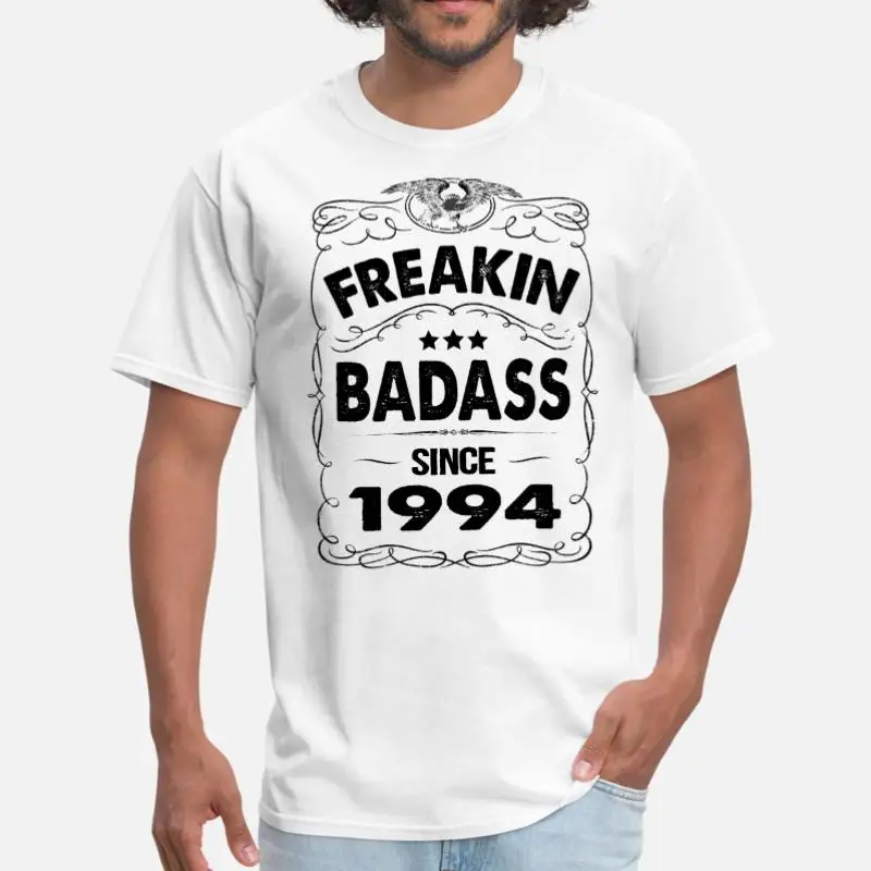 Мужская футболка с принтом Freakin Badass с 1994 года, одежда с вырезом лодочкой для мальчиков и девочек, Мужская футболка, большие S-5xl, мужские топы в стиле хип-хоп - Цвет: Men-White