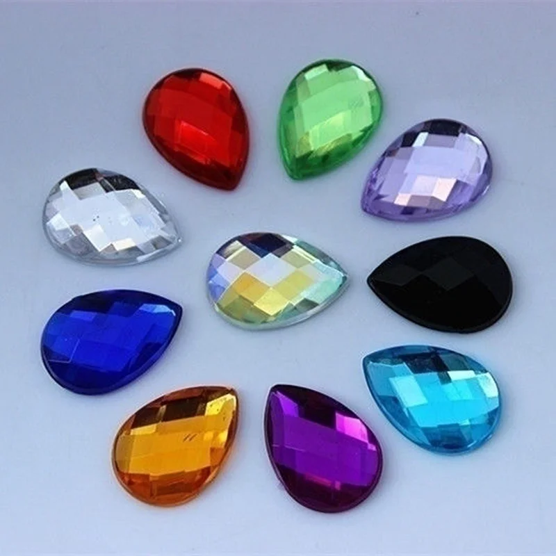 mixed color 30pcs 30 шт. 13*18 мм акриловые стразы Хрустальная с плоской стороной бусины DIY не горячей фиксации каплевидные акриловые бусины для украшения одежды - Цвет: mixed color 30pcs