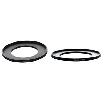 

2 Pcs Camera Lens Filter Step Up Ring Adapter Black Metal Camera Step Up Filter Ring Adapter, 49Mm-77Mm & 55Mm-77Mm