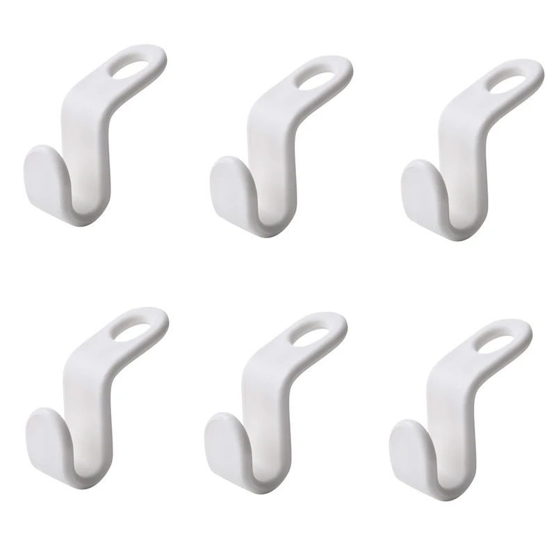 6Pcs Space-saving Hanger Hook Multi-function Storage Organizers Coat Hooks Plastic Closet Stack Hangers for Bedroom Wardrobe - Цвет: Белый
