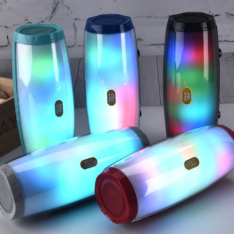 TG165 Portable Bluetooth Speaker Stereo Leather Column LED Subwoofer Wireless Outdoor Music Box FM Radio
