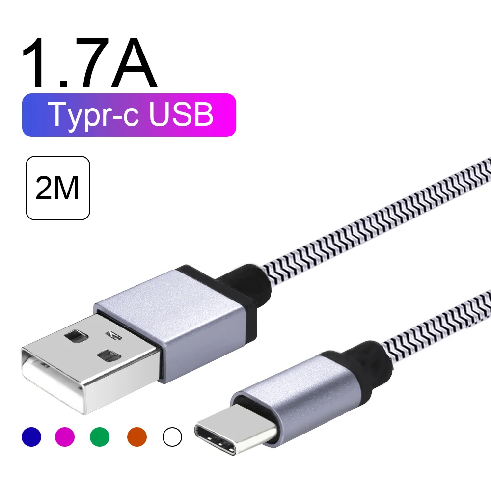 Usb-кабель для зарядки для samsung A50, кабель для быстрой зарядки type C, usb-кабель для передачи данных, проводной с микро-usb 2 м, 1 м, 1,7а, высокоскоростная передача