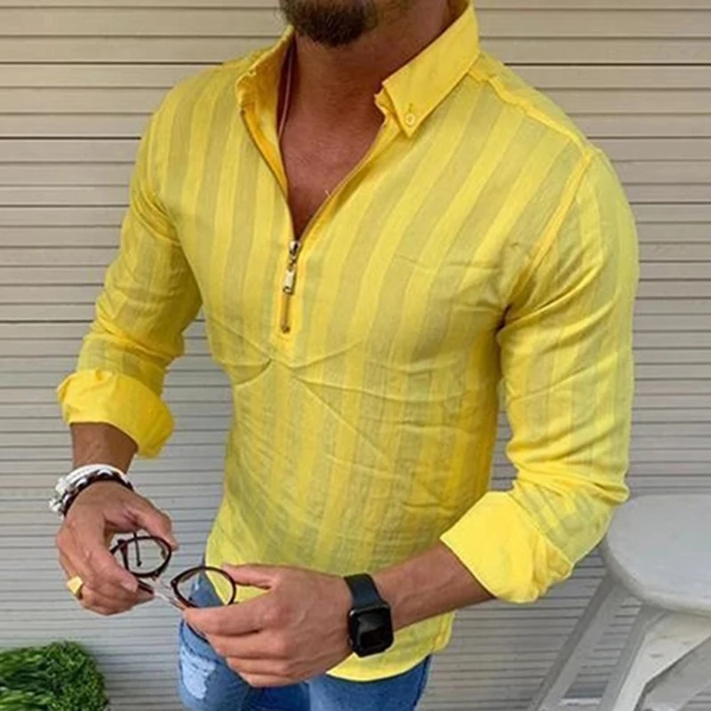 Новинка модная мужская облегающая блузка с V-образным вырезом и длинным рукавом |