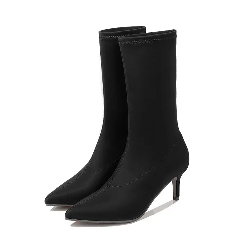 

Fashion pointed suede women's booties candy color set foot solid color short boots stiletto multicolor