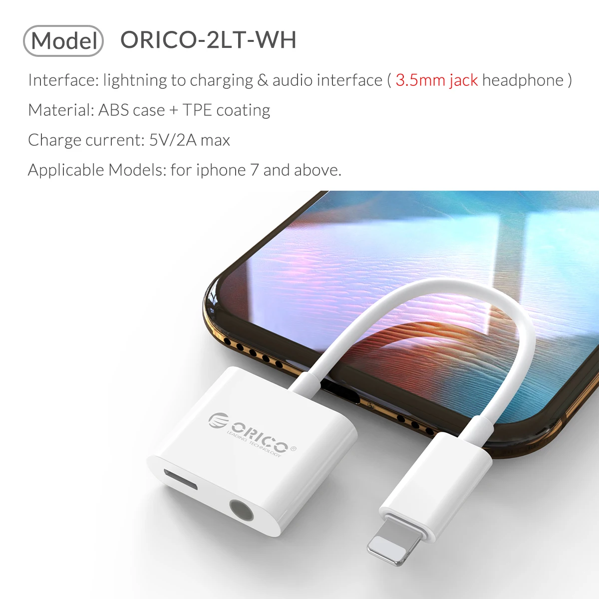 ORICO адаптер для зарядки наушников для iphone X XS XR 3,5 мм разъем для наушников разветвитель адаптер конвертер вызов для iphone 7 8 Plus