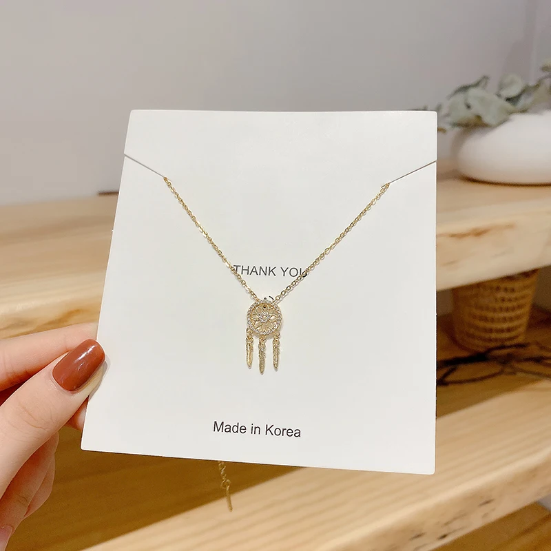 Fancy Hollow Dream Catcher Leaf Feather Shiny Crystals Drop Dangle Earrings For Women Party Jewelry Korean Hanging CZ Earrings