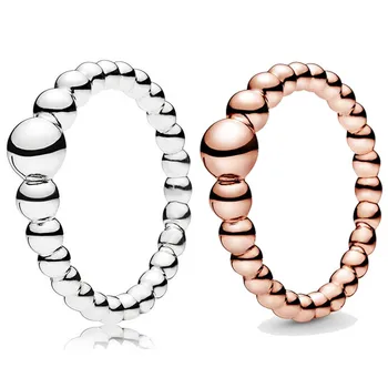 

Authentic 925 Sterling Silver Ring Rose String of Beads Rings For Women Wedding Party Gift Fine Europe Jewelry