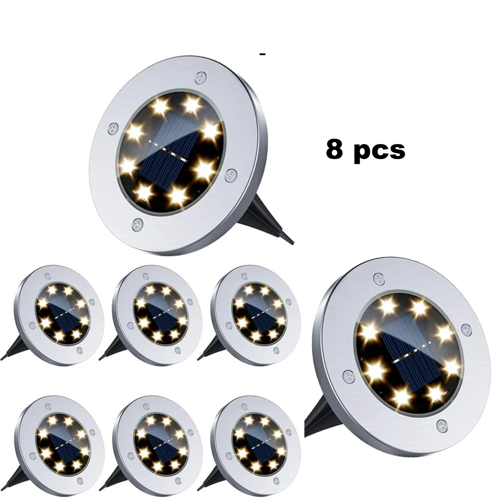

8 led 4-8pcs Super Solar Power Buried Light Ground With 16LED 2V/100mA Lamp Outdoor Path Garden Decking Underground Lamps Dropsh