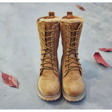 SWYIVY/сапоги из натуральной кожи; женская зимняя обувь; коллекция года; женские сапоги до середины икры на платформе; теплая однотонная короткая плюшевая обувь для женщин; Размер 39