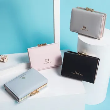 

soild New Creative Fresh Coin Purse Custom Multi-Card Clips Short Ladies Wallet Multi-Card Holders Clutch Snake pattern bag