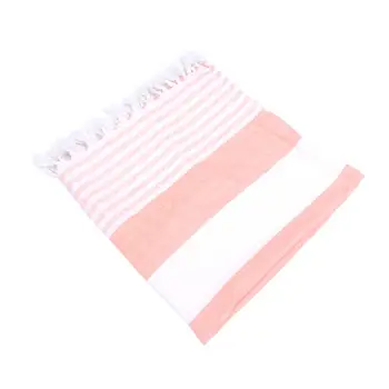 

90x180cm Turkish Beach Bath Towel Pure Cotton Striped Pattern Fringed Beach Towel Sauna Beach Gym Pool Towel Orange