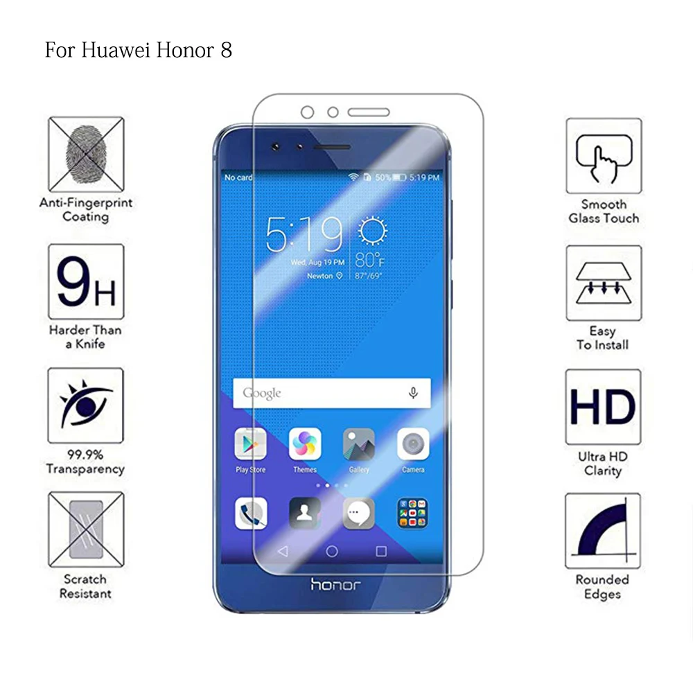 Закаленное стекло для телефона Huawei Honor 8 Lite Полное покрытие Защита экрана Honor8