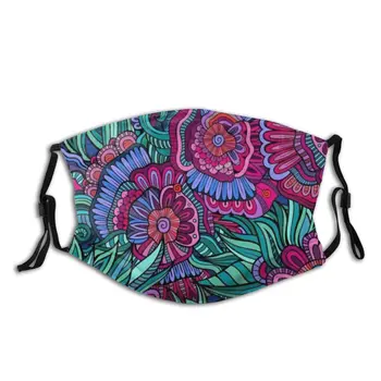 

Anti Dust Mask With Filter PM 2.5 Face Mouth Cover, Floral Art Windproof Face Masks Reusable