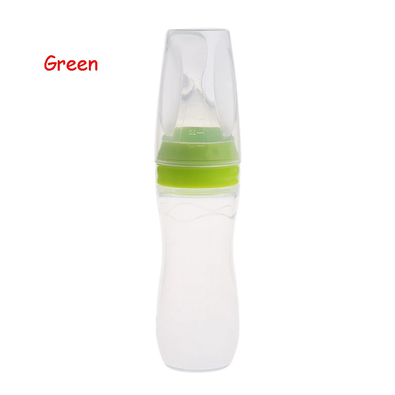 Green 1 шт. для младенцев силиконовые кормления с ложкой кормушка еда риса бутылочка для каши 120 мл - Цвет: Green