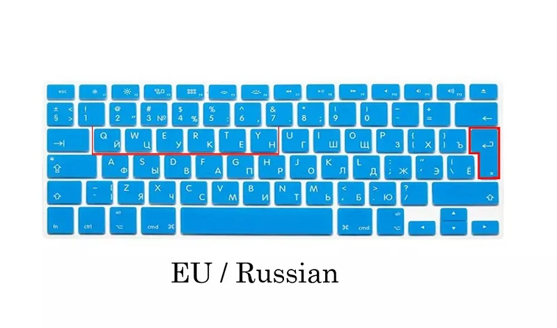 Чехол для клавиатуры с русским языком для Macbook Air 13, чехол для русской клавиатуры A1466, водонепроницаемая Защитная пленка для клавиатуры - Цвет: EU-Blue