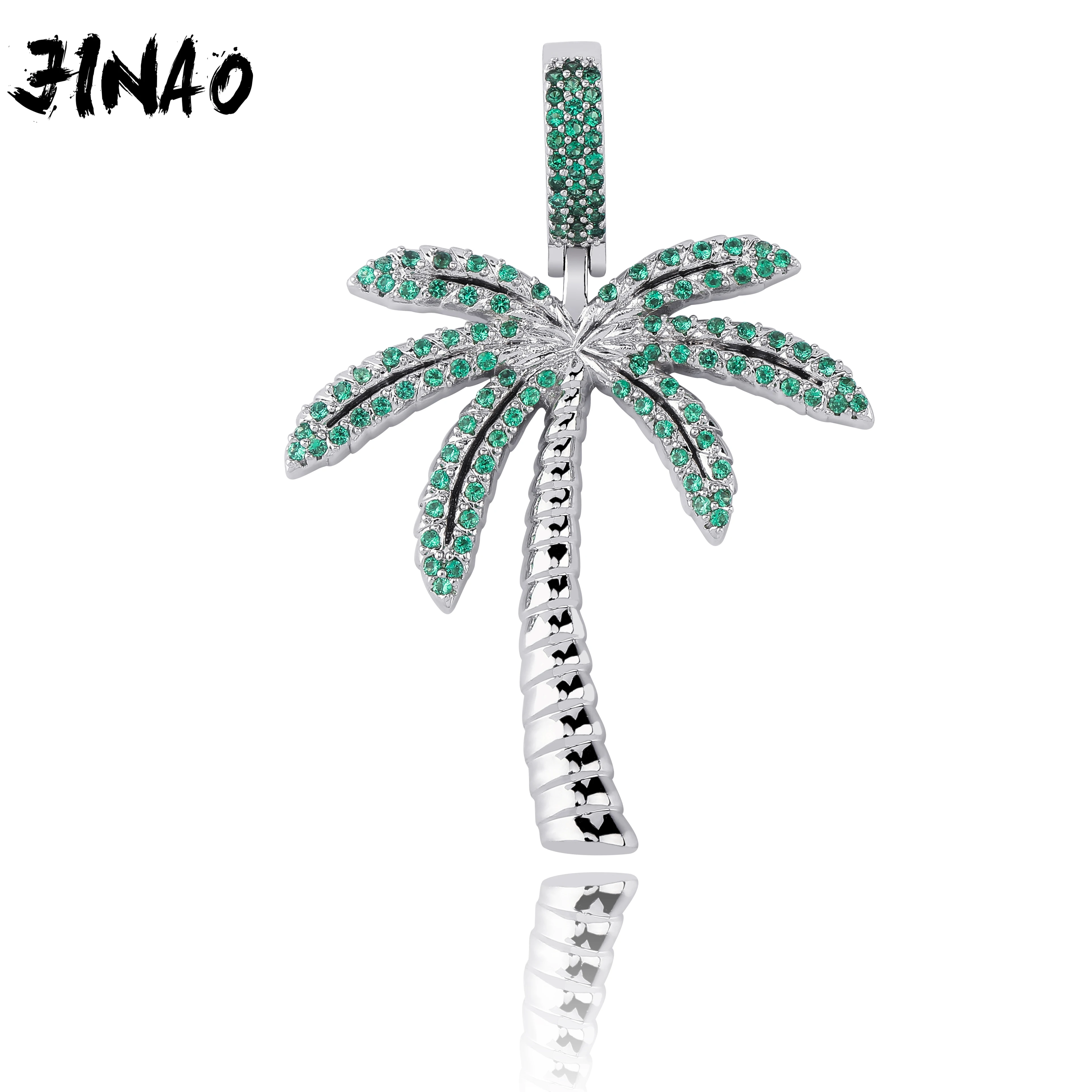 JINAO, модный кулон и ожерелье из кубического циркония в форме пальмы, позолоченное серебро, хип-хоп ювелирные изделия для мужчин и женщин, подарок
