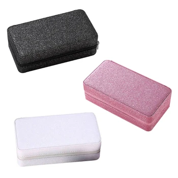 

PU Leather Jewelry Box Organizer Portable Zipper Earrings Ring Necklace Display Storage Case Travel
