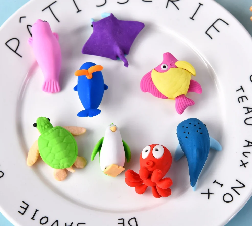 Набор ластиков из термопластичной резины милые морские животные Кит пингвин