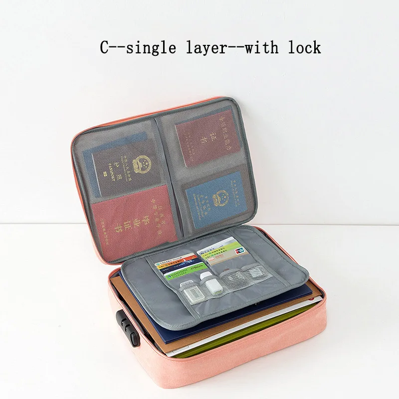 Travel large-capacity document bags card file bill passport Multi-layer organizer wallet for tickets phone pocket passport case - Цвет: Orange (C)