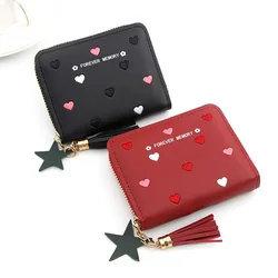 1PC Women Small Wallet Ladies Mini Tassel Wallet Cute Girl Short Zipper Lovely Pu Leather Coin Purse Female Hand Wallet Purse