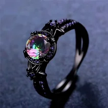 

Blue Fire Opal Star Flower Rings for Women Vintage Fashion Black Gold Filled Purple Zircon Ring Wedding Jewelry