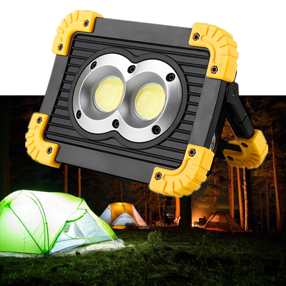 LED Flood Light USB Rechargeable COB Portable Lantern 18650 Battery Powered Led Spotlight Outdoor Camping Tent Light Power Bank