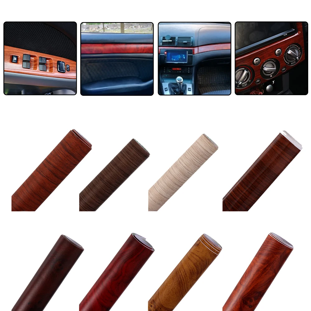 30* 100cm PVC Self Adhesive Wood Grain Textured Car Wrap Film Car Stickers Internal DIY Wood Furniture Film Car Styling