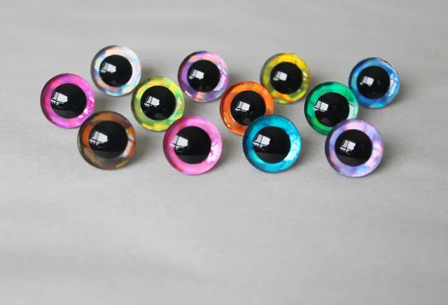 20pcs  12kinds colors 9mm14mm 16mm 18mm 20mm 25mm 30mm 35mm Trapezoid toy eyes 3D COLORFUL SAFETY DOLL EYES FOR DIY CRAFT--D12 5