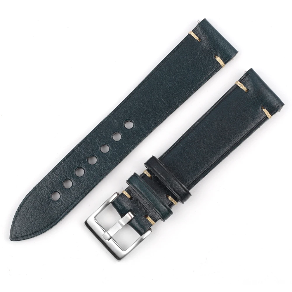 Onthelevel 2021 New Arrival Leather Watchband Blue Coffee Leather Watch Strap 20mm 22mm Quick Release Watch Belt Cowhide #D